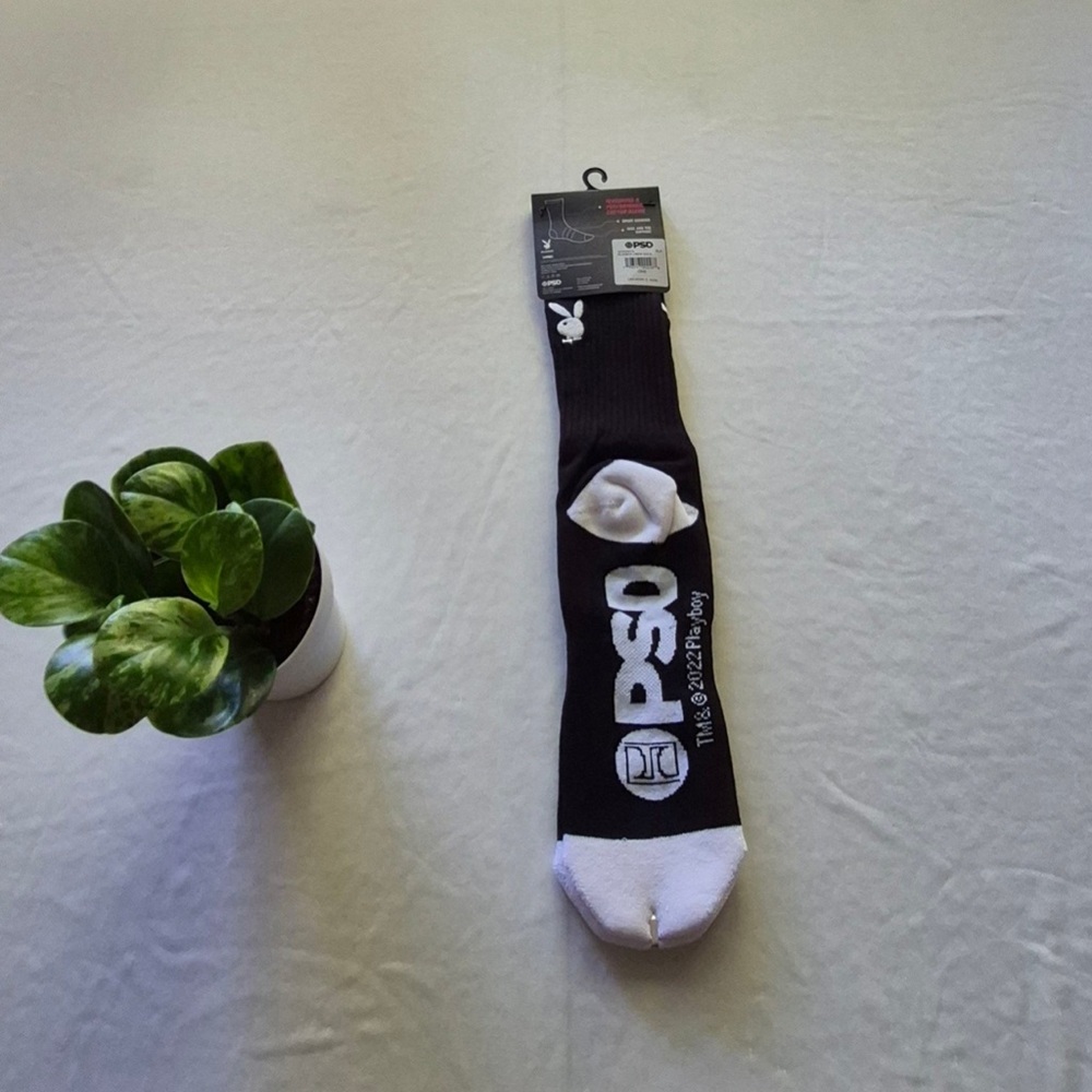 PSD Playboy Crew Socks color Black size ONE.